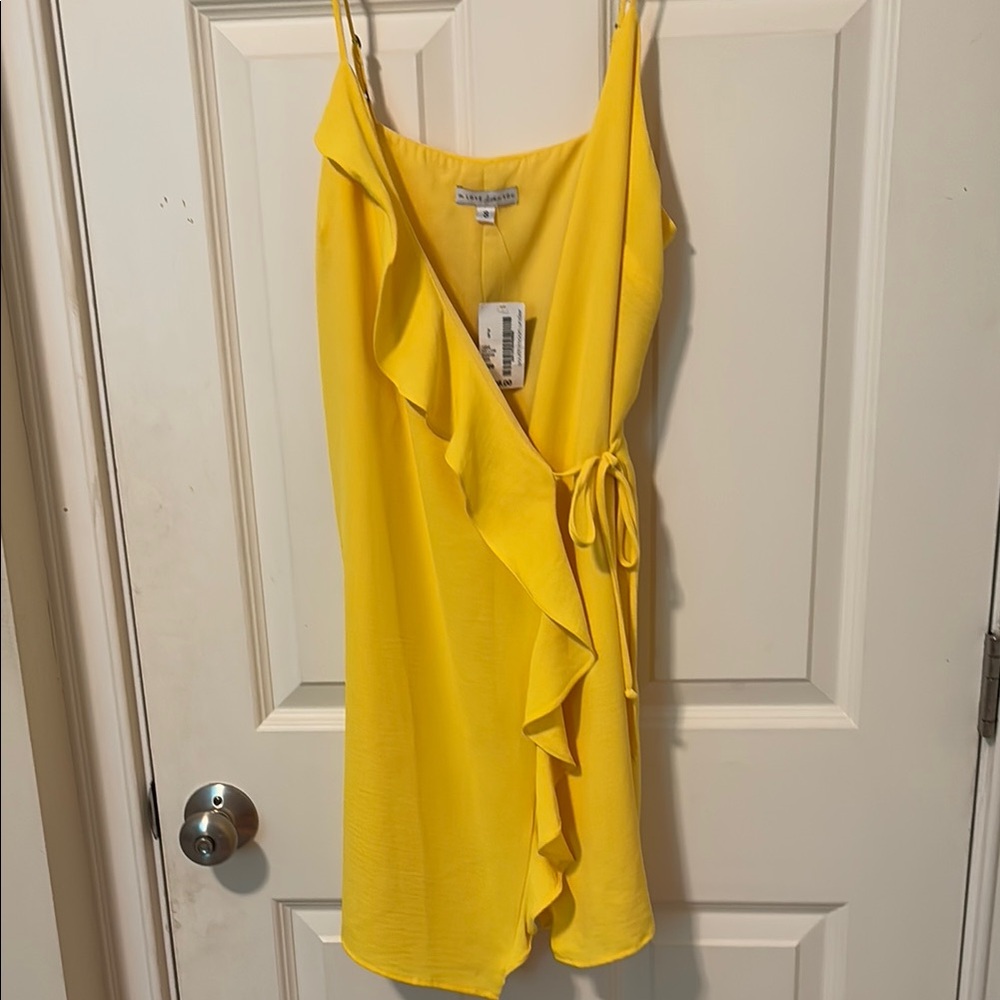 South Moon Under Yellow Wrap Mini Dress